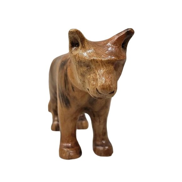 Hand Carved Wooden Tiger Figurine Animal Decor Wood Cat Bill Payne Oklahoma - Picture 4 of 8